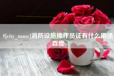 阳谷消防设施操作员证有什么用途百度